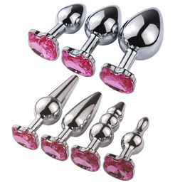 Kat Gezicht Diamant Speeltjes voor Vrouwen Mannen Homo Rvs Metalen Butt Plug Anale Dildo Kraal Volwassen Product Game 240117