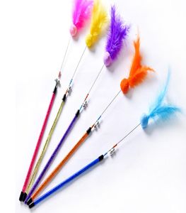 Canne à pêche pour chat, jouets de jeu, boule de plumes avec cloche, couleurs mélangées, 20 pièces, 7380658