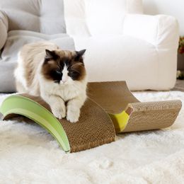 Cat Furniture Banana-vormige kattenkasbord groot gegolfd papier katnest All-Season Universal Cat Paw slijpen speelgoed Slaapbed