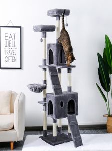 Cat meubles gratteaux 180 cm arbre à plusieurs niveaux pour s avec perchisse de plan d'escalade stable toys beige gris 2209097283241