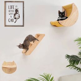 Grattoirs pour meubles de chat 1 pièce étagères murales pour chat meubles pour animaux de compagnie en bois hamac mural pour chat étagères d'escalade escaliers arbre à chat intérieur support mural pour animaux de compagnie grimpeur 231011
