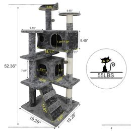 Meubles pour chats Scratchers 52 Tour d'activité d'arbre Pet Kitty avec des poteaux à gratter Ladders268N Livraison directe Fournitures de jardin à domicile Dhgb5