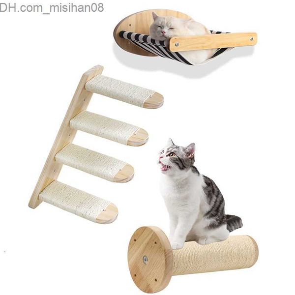 Rascadores de muebles para gatos Rascadores de muebles para gatos 1 pieza Estantes de madera montados en la pared Perchas para escalones Escalera Cama Actividad Árbol Escalada Estructura Z230630