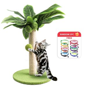 Cat Furniture Scratchers Cat Scratching Post for Kitten Cute Green Leaves Cat Scratching Posts with Sisal Rope Indoor Cats Posts Cat Tree Pet Products 230625