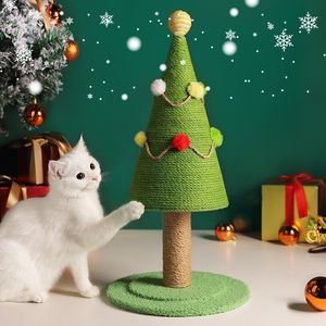 Cat Furniture Scratchers Christmas Tree Climbing Frame Sisal Cat Scratcher Kolom Krinden Paws Cat Scratching Board Pet Meubels Kerstdecor 230130