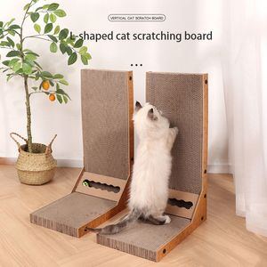 Cat Furniture Scratchers Detachable Scratcher Board L-vormige schraper krassenpost voor S slijpende klauw klimspeelgoed Pet Products 230227