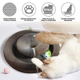 Cat Meubles Scratch Magic Organ Cat Bratch Board Pet Scratch Board Forme Round Pliage Cound Cat Litter Large Claw and Iating Tool Cat Toy 230130