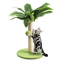 Kat Meubels Scratchers Krabpaal Voor Kitten Leuke Groene Bladeren Palen met Sisal Touw Indoor Katten Boom Huisdier Producten 231128