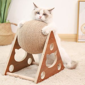 Cat Furniture Scratchers Toy Interactive Board Kitten Sisal Rope Ball Scratch Paws Pet slijpen krassen S voor speelgoed 230227