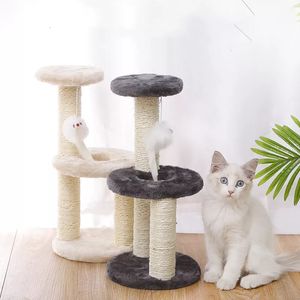 Gato Muebles Rascadores Juguetes Rascador Sisal Cuerda Rascador 3 Capas Árbol para Gatito Moler Garra Escalada Marco Postes Mascota F 230106