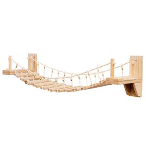 Chat Meubles Grattoirs Mur Maison pour Arbre Sisal Corde Jouets s Personnalisé En Bois Massif Aire De Jeux Élevée Pont Suspendu Animaux Pet 230309