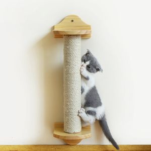 Cat Furniture Scratchers Wall Mounted Scratching Post Tree Wood speelgoed klimframe Scratcher Play voor Claw Slanner Protector 230309