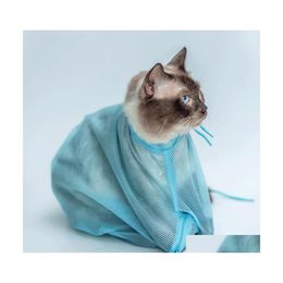 Sac de bain en mailles de toilettage Cat Sac à laver anti-grattement retenue pour la coupe de l'ongle Nettoyer 1225 V2 Drop Livraison Home Garden Dhovg