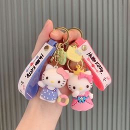 Accessoires en silicone de porte-clés de chat, pendentifs en caoutchouc souple, pendentifs cadeaux, poupées de dessins animés mignons, porte-clés
