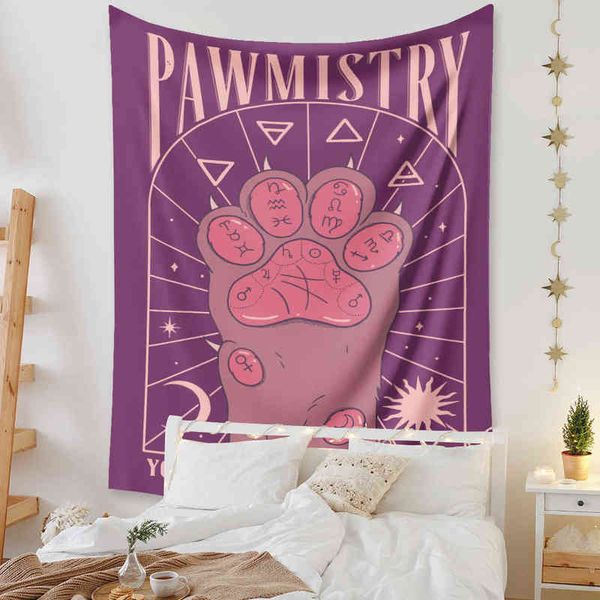 Pata de gato Kawaii Alfombra Colgante de pared Ouija Artesanía Boho Decoración Decoración para el hogar Mandala Tela Estética Habitación Decoración Manta J220804