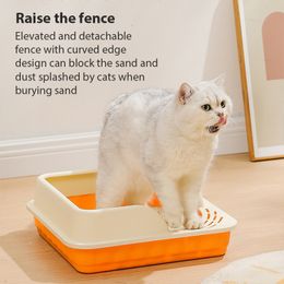 Cat Litter Box Design semi-fermé Sandbox grand espace toilettes Empêchez les articles de plateau pour chatons pour chattes Big Sand
