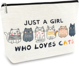 Trousses de maquillage en forme de chat pour femmes, cadeaux sur le thème des chats mignons pour filles, trousse de maquillage de voyage pour amoureux des petits chats