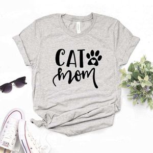 Cat Mom Paw Print Womens T -shirt vrouwen t -shirts casual voor Lady Yong Girl Top Tee 6