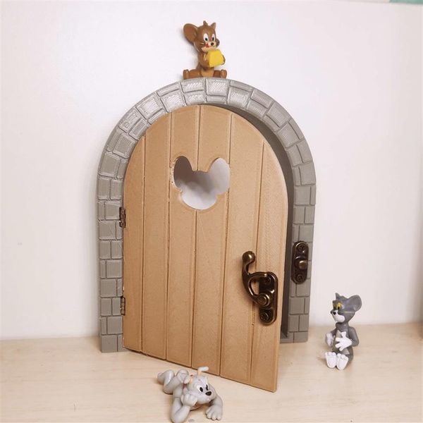 Chat souris Jerrys maison porte prise Protection couverture autocollant mural interrupteur 3D dessin animé mignon Figure Anime enfant chambre décoration cadeau 22042287B