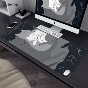 Chat tapis de souris composants Art vague tapis de souris rose mignon Kawaii PC Gamer ordinateur tapis clavier tapis de bureau XXX 100x500 Mause tapis