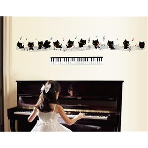 Chat note personnel stickers muraux enfants maternelle classe piano salle boutique décoration 210420