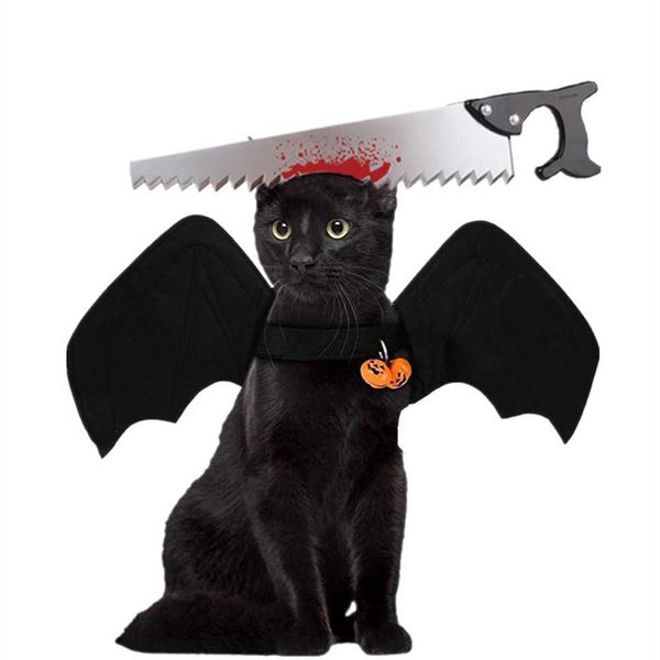 Adornos para gatos, murciélago, divertido sombrero de sierra, alas retráctiles, ropa de Halloween para perros, disfraces de Cosplay