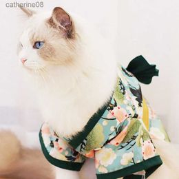 Gato mascota perro estilo japonés ropa grúa Corgi Teddy Shiba Inu pequeño Kimono lindo mascota ropa foto ropa L230621