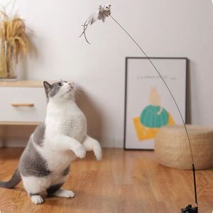 Interactive Cat Feather Wand Toy with Detachable Bell and Powerful Suction Cup for Indoor Hunting and Exercise