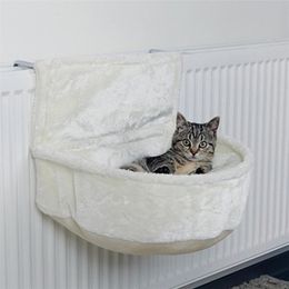 Cama suspensa macia para gatos com bolsa de radiador de pelúcia com estrutura de ferro forte e durável, rede quente e aconchegante para pequenos animais de estimação 220323