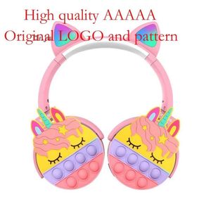 Oreilles de chat (pain en forme d'oreille de chat cuit à la vapeur) JST-950 décompression Bluetooth mignon casque sans fil pliable licorne lumineuse