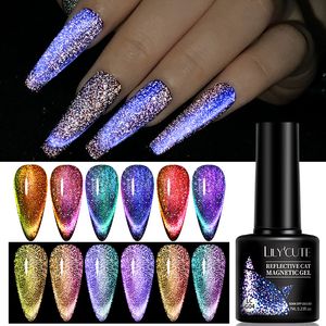 Ensemble de gel pour les yeux de chat Vernis à ongles gel magnétique Neon Pop Glitter Variety Gel 9d Vernis à ongles pour les yeux de chat Gel UV/LED pour salon de manucure ou bricolage à la maison 6 couleurs 7ML Gel Soak Off