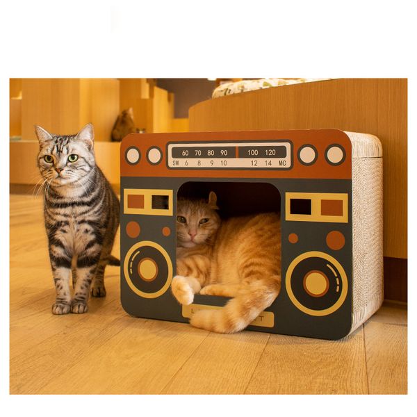 Cat Scratch Post, Radio Fun Radio Cat Scratcher, Litter Scratcher, Carton, Corruot vertical, jouet de maison, fournitures de chat