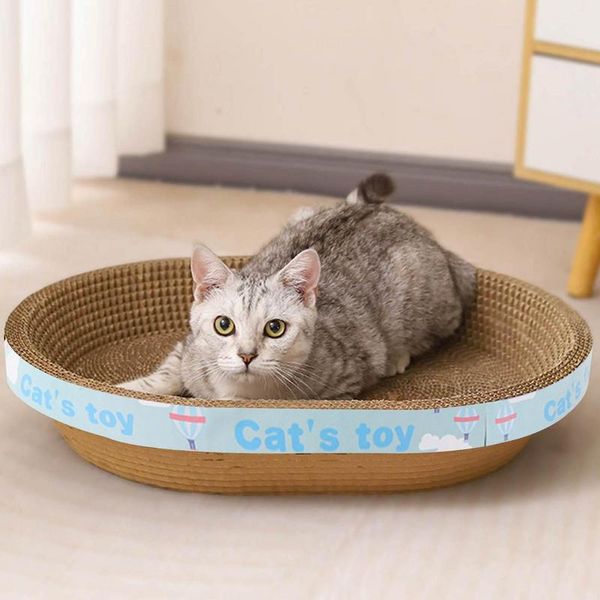 Cat Scratcher Cat Scratch Pad lit Nid Ovale Shape Cat Bratching Board Corrugated Lounge Chat Lits pour le mobilier Protecteur de tapis