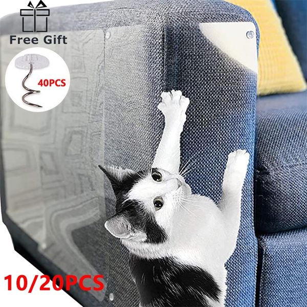 Rascador para gatos, tablero para sofá con poste, 10/20 piezas, protector de sofá, almohadilla transparente para muebles 220623