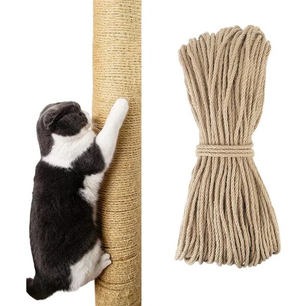 Gato rascador cuerda DIY natural sisal juguete gatos pata garra muebles protector árbol torre escalada marco vinculante 240320