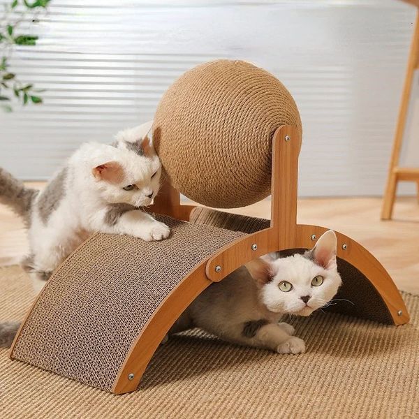 Planche à gratter pour chat, jouet en bois pour chat, boule de préhension, griffe enveloppée à la main, épée, corde de chanvre, cadre d'escalade pour chat, fournitures pour animaux de compagnie 240309