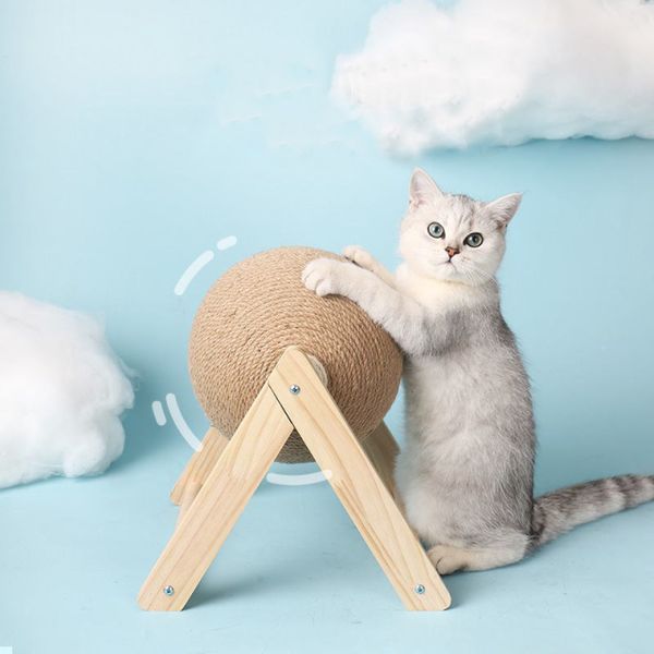 Gato rascador l juguete gatito cuerda de sisal tablero de bolas molienda garra juguete resistente al desgaste muebles para mascotas suministros inventario al por mayor