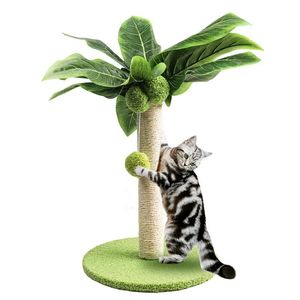 Cat Scratching Post pour chaton feuilles vertes mignonnes Cat Scratching Posts avec une corde sisal