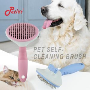 Cat auto-nettoyage brosse slicker avec bouton Brosse de toilettage pour animaux de compagnie Amazon Sells1690077