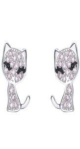 Kat vorm Shining Stud Earring 925 Sterling Zilver CZ Diamant Vrouwen Bruiloft Sieraden Oorbellen met DOOS zomer gift33432290391