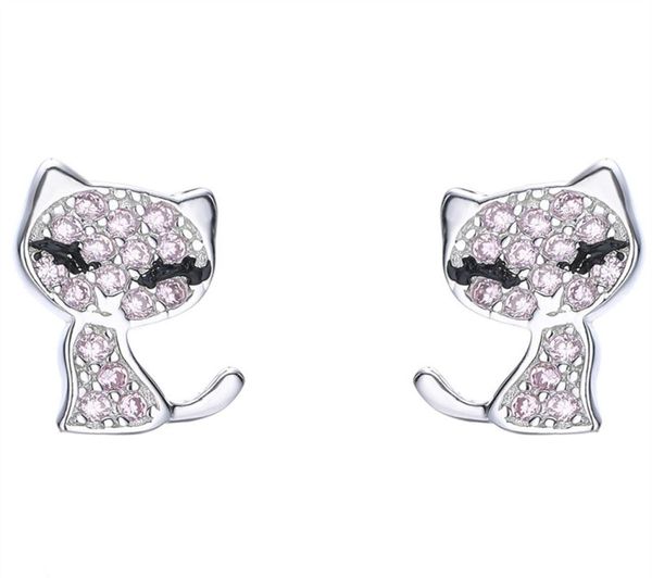 Cat Forme Boucle d'oreille étalon brillant 925 argent sterling cz diamant femmes Boucles d'oreilles bijoux avec boîte d'été cadeau33432674324