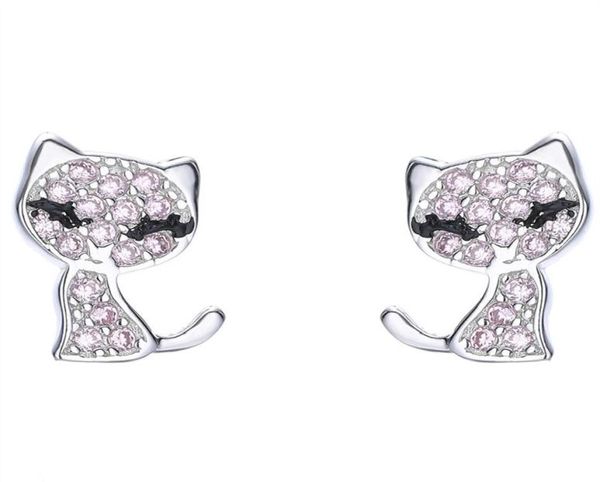 Cat Forme Boucle d'oreille étalon brillant 925 argent sterling cz diamant femmes boucles d'oreilles de mariage avec boîte d'été cadeau33437034023