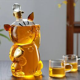 Porte-carcasse en verre en forme de chat avec bouteille de bouteille à bouteille de boisson dynamique Carafe 1000 ml pour la décoration de fête à manger cadeau 240415