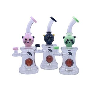 Ornement créatif de tuyau d'eau en verre en forme de chat, sac de narguilé coloré, mini tuyau, 8,6 pouces avec filtre