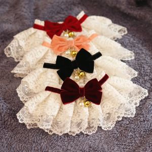 Fournitures pour chats, bavoir pour animaux de compagnie, collier de serviette en salive, colliers en dentelle pour chiens et chats, nœud papillon floqué, 4 couleurs et 5 tailles