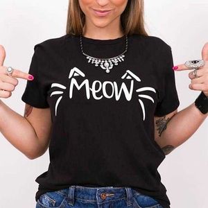 Cat t-shirt kawaii katten tee face print t-shirts vrouwen casual zomer grafisch meisje