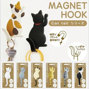 Gancho magnético para nevera con cola de gato, pegatinas magnéticas para refrigerador, gatito encantador, adorno bonito