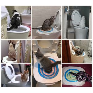 Gato toalete kit de treinamento pet cocô treinamento assento ajuda gatos sentar caixa de areia bandeja treinador profissional para gato gatinho humano toalete 20110300m