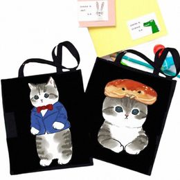 Cat fourre-tout Sac de jute Bolsa Shopper Bolso Shop Handsbag sac fourre-tout réutilisable EcoBag Cabas Foldable Shop O0KP #