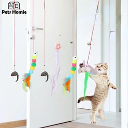 Cat Toy Swing Sticky Disc Elastic Hanging Door Pleed Cat Rope Long Rope plagen Cat Toy Cat Accessoires Pet Kitten Toy 240429